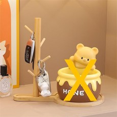 可愛黃油小熊鑰匙收納 玄關擺件 客廳鞋櫃裝飾品 糖果收納, 1個, 蜂蜜小熊專用-【鑰匙置物架】