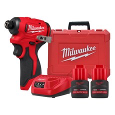 밀워키 M12 BLIDRC-252C 충전 임팩 드릴 12V 2.5Ah 고출력 배터리 2개 세트, 1개