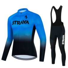 STRAVA 長袖自行車騎行服套裝 速乾透氣