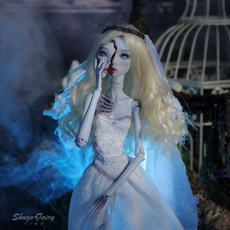 BJD 구체관절인형 풀세트 MSD popovy 좀비 신부 SD 구관, 퍼플 의상 풀세트(인형，가발，의상，신발 포함)