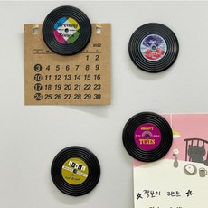 (수담스토어) 냉장고 자석형 카세트테이프 마그네틱 레코드판 4.2cm 4개