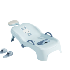 兒童洗頭躺椅 可折疊洗頭神器 寶寶家用洗頭床 女童小孩嬰兒洗頭髮凳, 1個, 藍色,普通款-高級PU軟墊【大號0-16嵗】