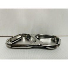 304不鏽鋼分隔盤，韓式三格設計，調味佐料小菜碟，分隔配菜醬料，多功能餐盤, 三角形2格調味盤(極厚款), 1個