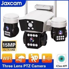 3 3스크린 PTZ IP 카메라 15MP 야외 무선 WiFi 오디오 기록 자동 추적 비디오 방수, 15MP WIFI 64G Card, AU 플러그