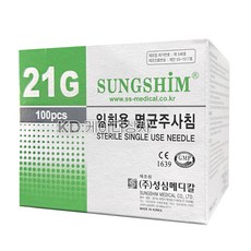 성심 일회용 주사침 21G 38mm 100개입 / 성심메디칼 니들 일회용주사침, 1개