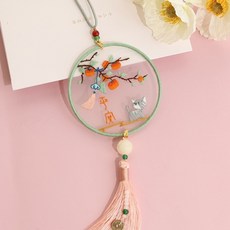 熱銷 刺繡手工diy材料包 自繡製作平安福禦守書簽掛件雙麵繡蘇繡送男友禮物, 【柿柿平安】送繡繃+禮盒 【需自己縫製】, 1個