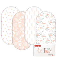 Gllquen Baby 아기 침대 시트 4팩 통기성이 좋고 아늑한 매트리스 커버 신축성 있는 여행용 아기 침대 패셔너블한 패턴 표준 크래들 안전 시트 남아 여아용 81.3, 32 인치 x 16 인치, 곰