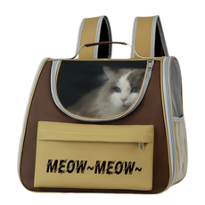 반려동물 고양이이동가방 3면 통풍 스너그 슬링백 + 이너쿠션 세트, 브라운+연브라운, 1개