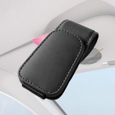 에어카 차량용 선바이저 안경 선글라스 가죽 자석 거치대 2p, 블랙, 1세트