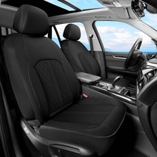 COVER 오버ado 가죽 카시트 커버 앞좌석 및 탄소 섬유 방수 내구성 있는 전천후 프로텍터 SUV 픽업 트럭 세단 자동차 차량 내부에 범용 핏 (블랙), 블랙