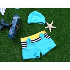 新款兒童泳衣 可愛條紋造型泳帽