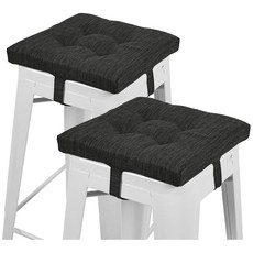 Baibu 30.5cm(12인치) 정사각형 시트 쿠션 매우 부드러운 2PC 바 스툴 스퀘어 시트 쿠션 타이 포함 - 그레이 (30cm (12인치) 2개), 그레이-블랙