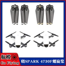 DJI 適用於大疆曉SPARK螺旋槳葉，4730F快拆槳，可摺疊降噪無人機翼替換配件，飄逸, 1個, 金邊1對裝,適用於大疆曉SPARK
