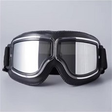 바이크고글 남성 착용 라이더고글 고글 스쿠터 변색 크랭크 스포츠 빈티지 방풍 안경 렌즈, 검정 프레임 검정 렌즈