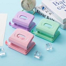 타공기 6mm 펀칭기 2공 종이펀청기 간격 조절 사무용 man147sG, 1개, 핑크