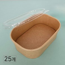 크라프트 사각 종이용기 도시락용기 본체 뚜껑 세트 360ml (소) 사이즈, 1세트, 25개입