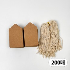 디어플레이스 파스텔 포장 종이 행택 라벨택 + 면끈, 200매, 09 크라프트