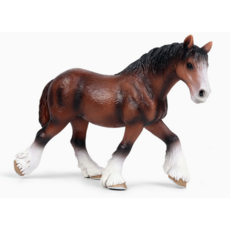 隨草憶境 仿真馬模型玩具 牧場動物模型 兒童益智玩具, 1個, 克萊茲代爾馬（棕色款）