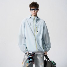 【UPF50+防曬】防曬衣 皮膚衣 防曬外套 戶外防曬 防紫外線 輕薄透氣 速乾 連帽設計 冰川藍 男女通用 夏季戶外運動