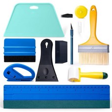 FOSHIO 전문 벽지 도구 키트 스무딩 브러시 솔기 롤러 페이스트 도구 스크레이퍼 비닐 랩 장갑 메셔링 테이프 Exacto 나이프 포함, 05 벽지 키트