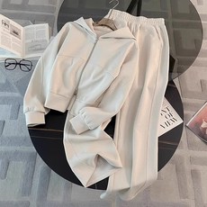RCLET [할인 재고정리&반품불가] 여성 춘추 트레이닝복 후드코트+와이드팬츠 캐주얼투피스 츄리닝세트 운동복