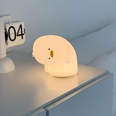 무선 LED 터치 타이머 밝기 조절 갸우뚱 오리 무드등, 화이트