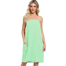 Xeoxarel 조절 가능한 클로저가 있는 여성용 와플 경량 타월 랩 스파 로브 1팩 라이트 그린 원사이즈 213014, 여성용 스파 로브 1팩, 라이트 그린