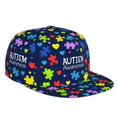 Autism Awareness 플랫 빌 야구 모자 - 조절 가능한 스냅백 모자 여성 및 남성용 자폐/Gg4 단일 사이즈, 자폐증/Gg5