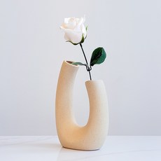 VITALO 아르보 화병 세라믹 도자기 꽃병 오브제 인테리어 소품 꽃꽂이 집들이 선물, PGC_커브 베이지