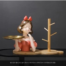 장식 트레이 북유럽 현관 열쇠 보관함 꽃병 오브제 소품, 1개, 도망치는 공주 - 핑크 대나무 프레임 포함