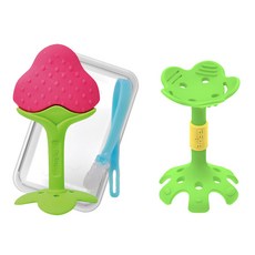 앙쥬 딸기치발기세트(집게+케이스포함)+입술치발기(케이스포함) + 사은품증정(유아안전용품), 딸기치발기+입술치발기(그린), 1개