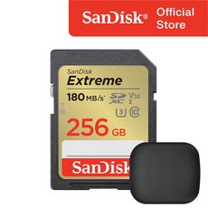 샌디스크 익스트림 SD카드 카메라 메모리 + 보관 케이스 패키지, 1개, 256GB