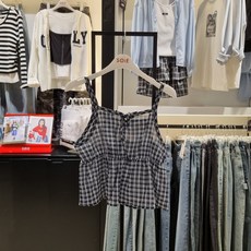 [소이주니어] 26년 여름 최신상 신속배송 스크런치 체크 뷔스티에 블라우스_26M5652NY_NC신구로점