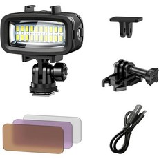 다이빙 비디오 조명 방수 131피트40m 핫슈 어댑터 포함 3색 필터 LED 카메라 필 라이트 수중 사진 Gopro Nikon Sony Canon FujifilmSL100, 1개