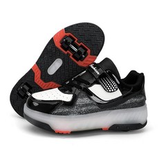 사륜 발광 폭주화 롤러스케이트 충전 발광화 LED 등 스케이트 신발, 블랙, 1개