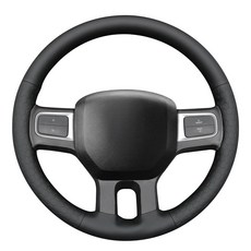 [ 820713 ] MEWANT 닷지 RAM 2500 2009-2010용 핸들 커버 핸드 스티치 극세사 가죽 랩, 하이브 극세사 가죽+회색 실, 버튼이 있는 스티어링 휠용