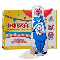 INFLATABLE DUDES Bozo The Clown 119.4cm(47인치) - 오리지널 밥 백 디자인 | 아동용 펀칭백 | 이미 모래로 채워져 있음 | 아동용 펀칭 백, INFLATABLE DUDES Bozo The Clow