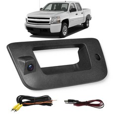 METEESER 쉐보레 실버라도/GMC 시에라 1500 2500 3500 2007-2014(RCA 커넥터)용 자동차 후면 뷰 백업 리버스 카메라 나이트 비전 풀 핸들