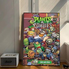 게임 식물 좀비 접착 아트 포스터 화이트페이퍼 스티커 룸 카페 벽장식, 9. z7