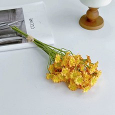 수국 알륨 조화 인테리어 부쉬 다발 장식 꽃 촬영 컬러, 6송이 오렌지 코스모스 손잡이