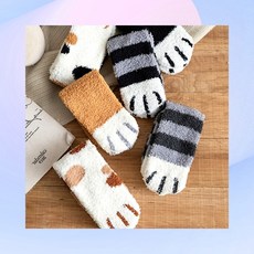 고양이 수면양말 극세사 발바닥 양말 겨울 귀여운 털 보온