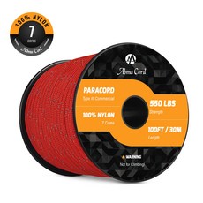 4mm 반사 코드(30m/100ft) 야외 캠핑 DIY 공예에 적합한 7가닥 III형 나일론 로프, 반사 레드