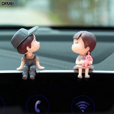 DFMEI 網紅情侶車載中控臺樹杈擺件車內裝飾女神款辦公家居氣球車載用品, 1個, 灰色情侶【送無痕貼】:如圖