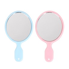 타원 핸드 미러 휴대용 원형 손거울 -소, 2개, 혼합