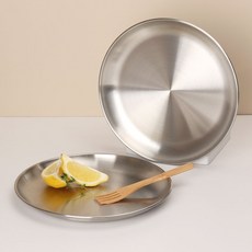 [27종+SUS304 스텐 무광 접시 세트] 카페 티타늄 그릇 식기, 2개, 무광 실버