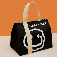 직장인 도시락 피크닉 가방 보냉 런치 캠핑 쿨러백, 블랙 블랙