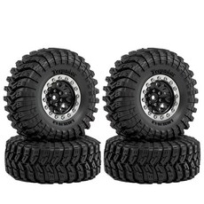 TRX4M SCX24 FMS FCX24 1/18 RC 크롤러 금속 림이있는 고무 타이어 용 4PCS 1.3 인치 타이어 및 휠 세트 블랙, 검은색