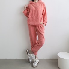 LE_EMMA Rodin 連帽衫套裝 襯裡 蓬鬆抓絨運動衫 長袖慢跑褲 女士訓練套裝 家居服運動衫 女士訓練套裝 女士長袖 女士運動服