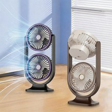 Veralool 탁상용 듀얼헤드 양면선풍기 무드등 미니 선풍기 저소음 무선 USB 선풍기 써큘레이터, 보라색, F11