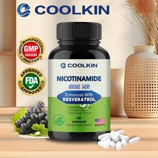 COOLKIN 菸鹼醯胺 500 毫克 添加白藜蘆醇 膠囊, 120組